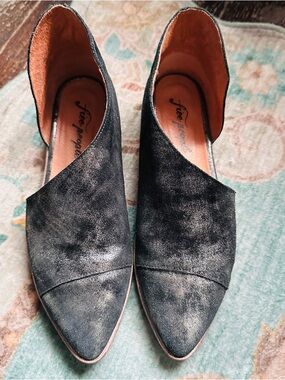 Free People Black Suede-Effect Pointed Toe Slip-Ons